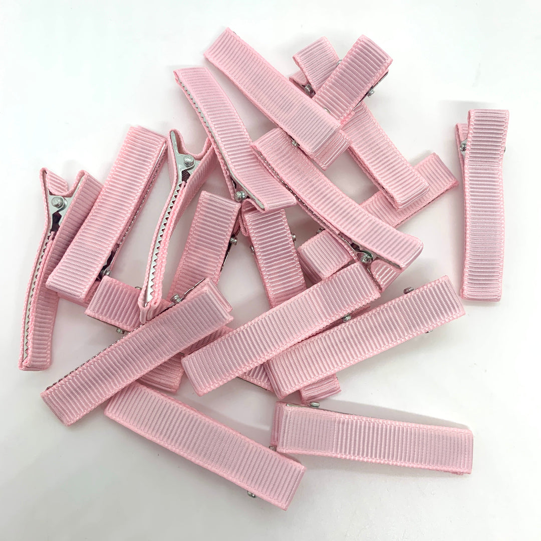 48mm Baby Pink Lined Alligator Hair Clips x10